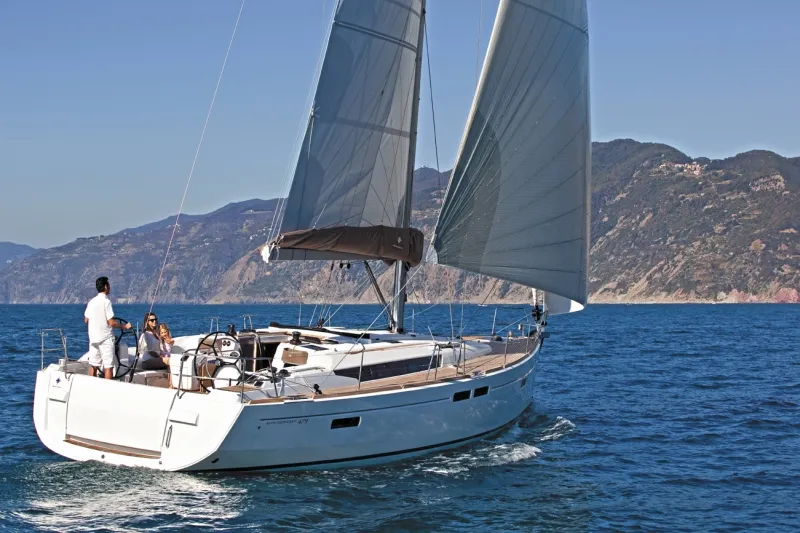 Exterior view of Pina, a Jeanneau Sun Odyssey 479 sailboat at Trogir, Croatia