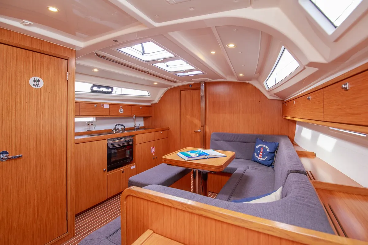 Salon of Tangram, a Bavaria Cruiser 41 sailboat at Fethiye, Turkey