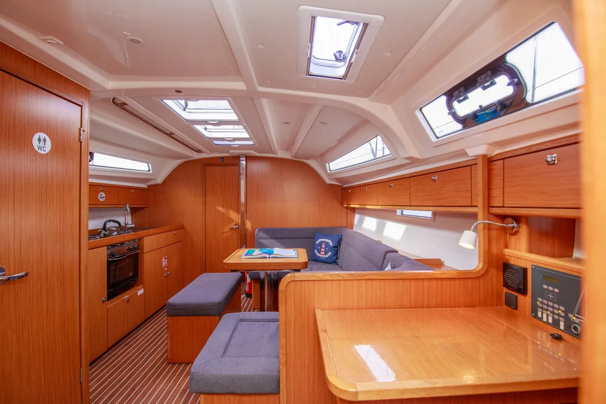 Salon of Tangram, a Bavaria Cruiser 41 sailboat at Fethiye, Turkey