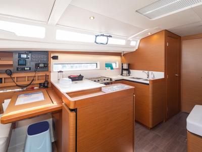 Galley of JoElli, a Jeanneau Sun Odyssey 440 sailboat at Palma de Mallorca, Spain