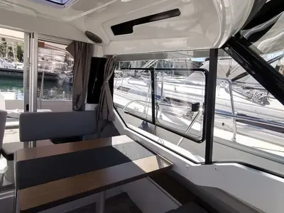 Salon of Malizia, a Jeanneau Merry Fisher 795 motorboat at Zadar, Croatia