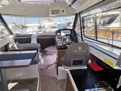 Cockpit of Malizia, a Jeanneau Merry Fisher 795 motorboat at Zadar, Croatia