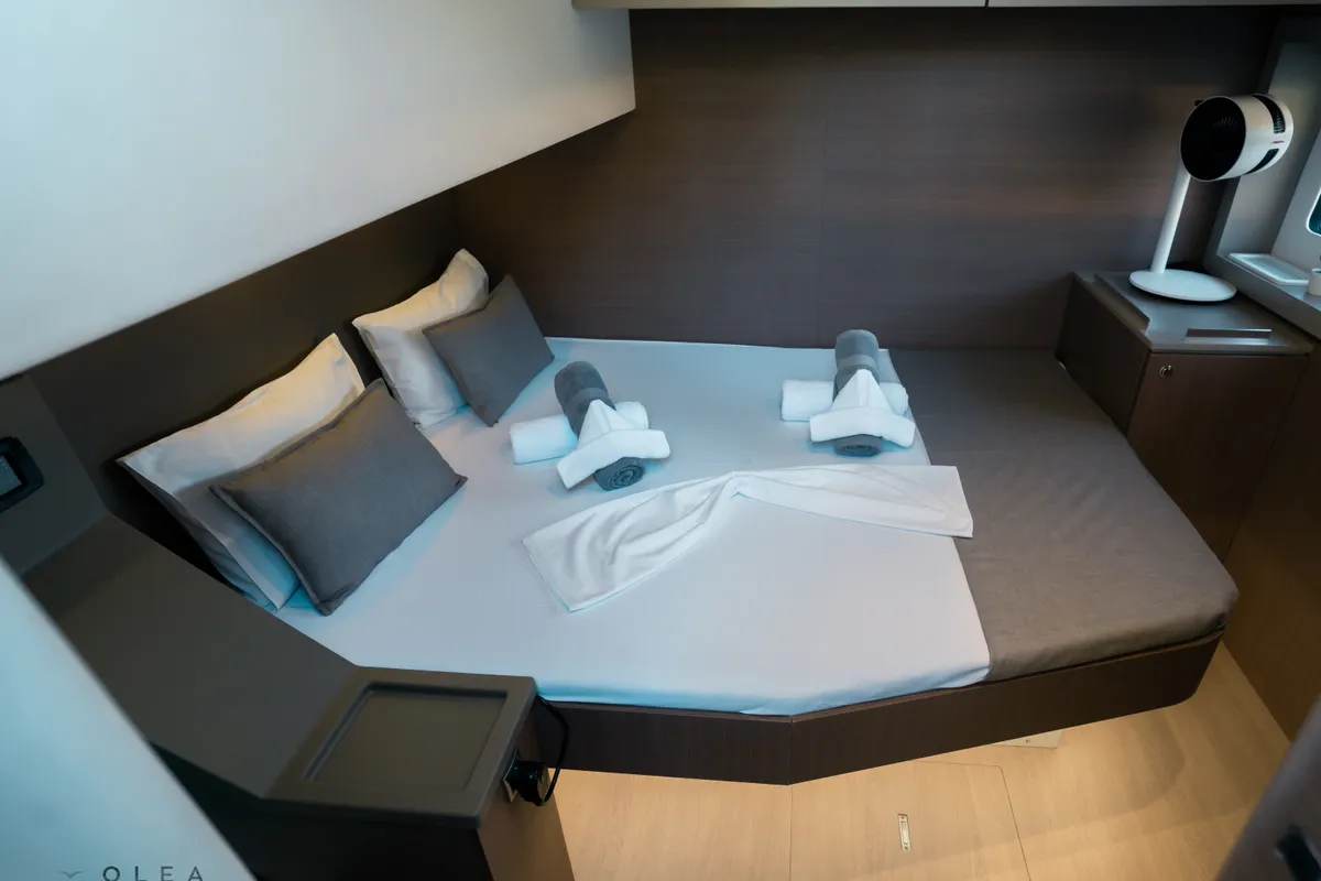 Cabin on Olea II, a Bali 4.8 catamaran at Lefkada, Greece