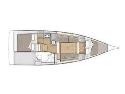 Floor plan of Moorings Oceanis 30.1 Club, a Beneteau Oceanis 30.1 sailboat at Procida, Italy