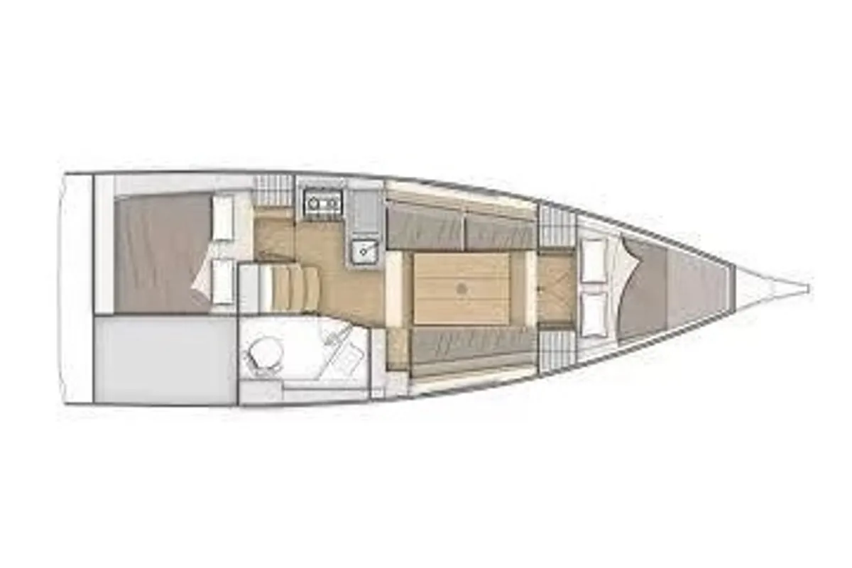Floor plan of Moorings Oceanis 30.1 Club, a Beneteau Oceanis 30.1 sailboat at Procida, Italy