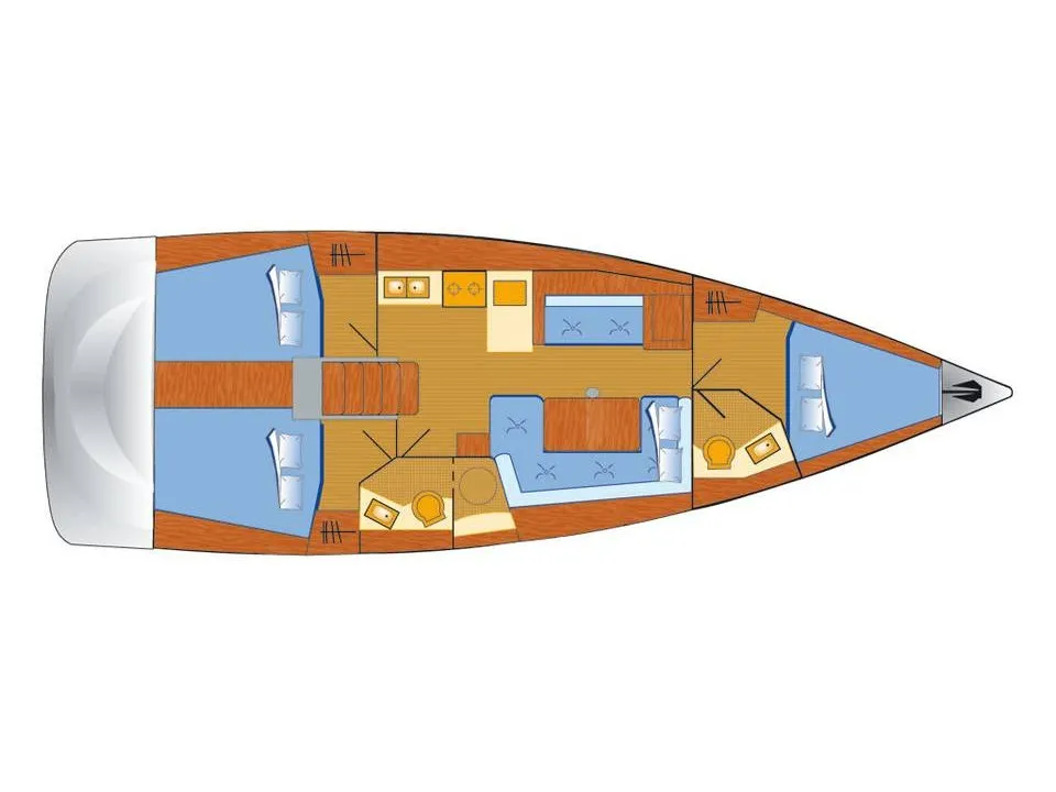 Floor plan of Buddy, a Beneteau Oceanis 41.1 sailboat at Primošten, Croatia