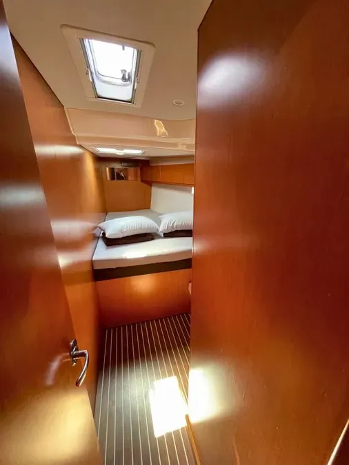 Cabin on Prince Nikolaos, a Bavaria Cruiser 51 sailboat at Lefkada, Greece