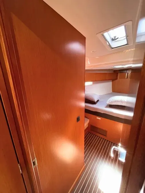 Cabin on Prince Nikolaos, a Bavaria Cruiser 51 sailboat at Lefkada, Greece