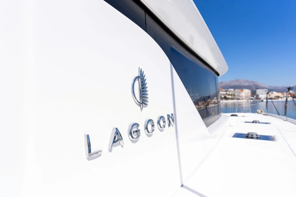 Exterior view of VELVET BREEZE, a Lagoon 46 catamaran at Općina Rogoznica, Croatia