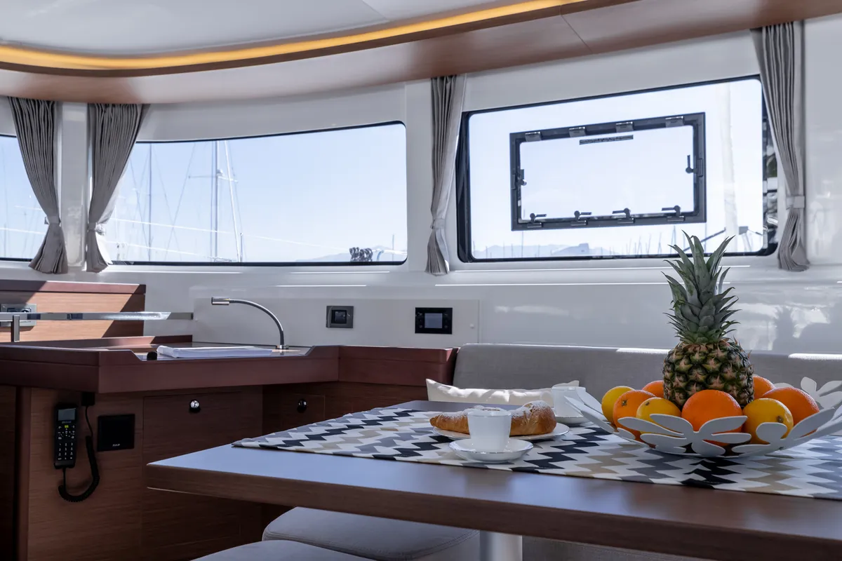 Salon of VELVET BREEZE, a Lagoon 46 catamaran at Općina Rogoznica, Croatia