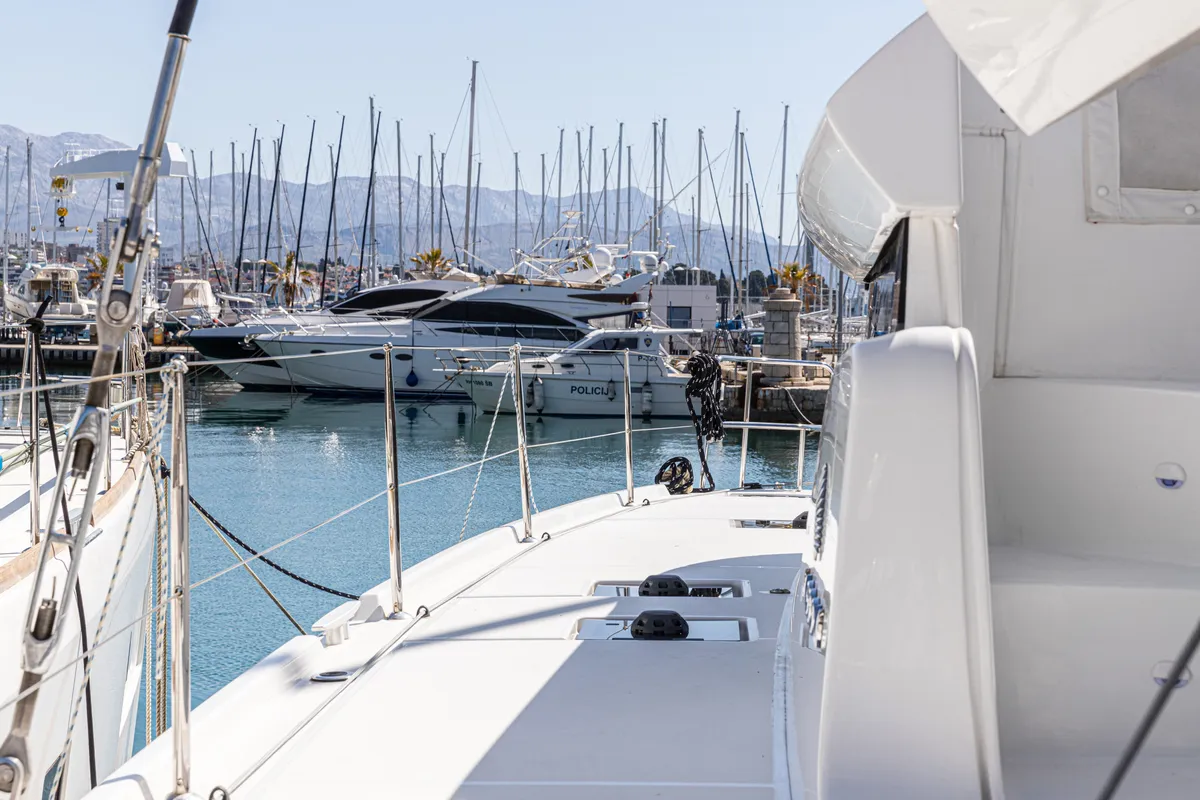 Deck of VELVET BREEZE, a Lagoon 46 catamaran at Općina Rogoznica, Croatia