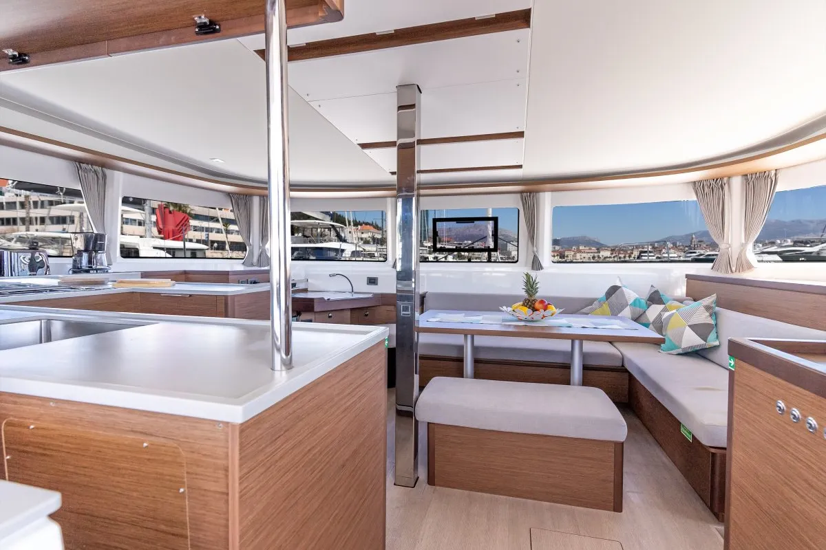 Salon of VELVET BREEZE, a Lagoon 46 catamaran at Općina Rogoznica, Croatia
