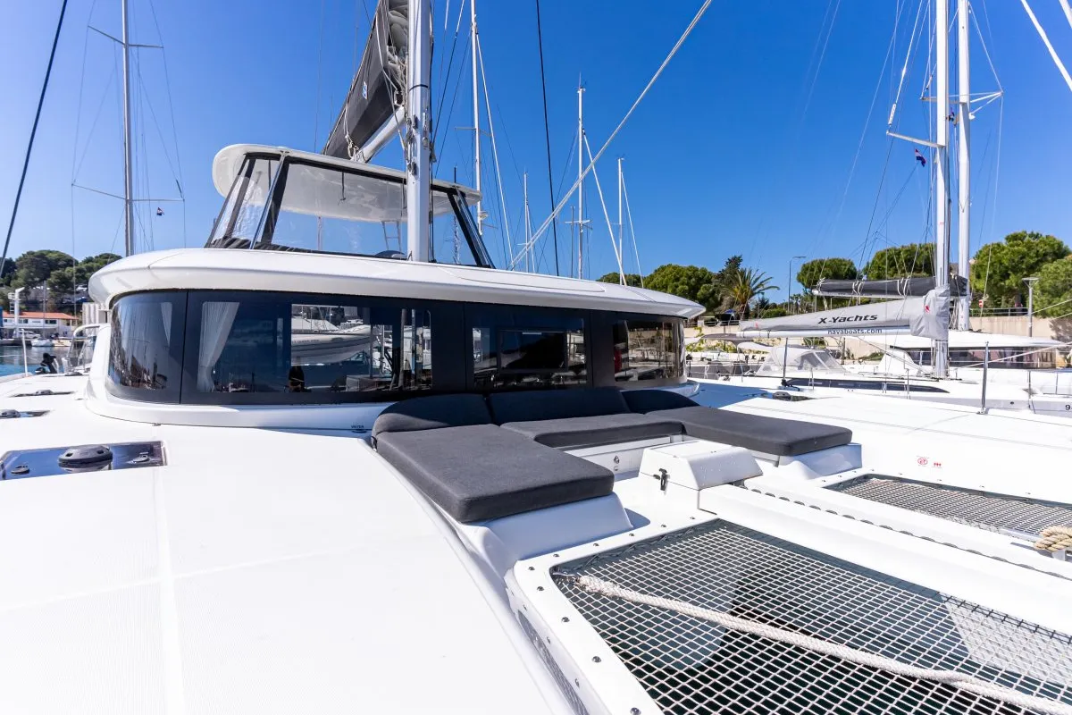 Deck of VELVET BREEZE, a Lagoon 46 catamaran at Općina Rogoznica, Croatia