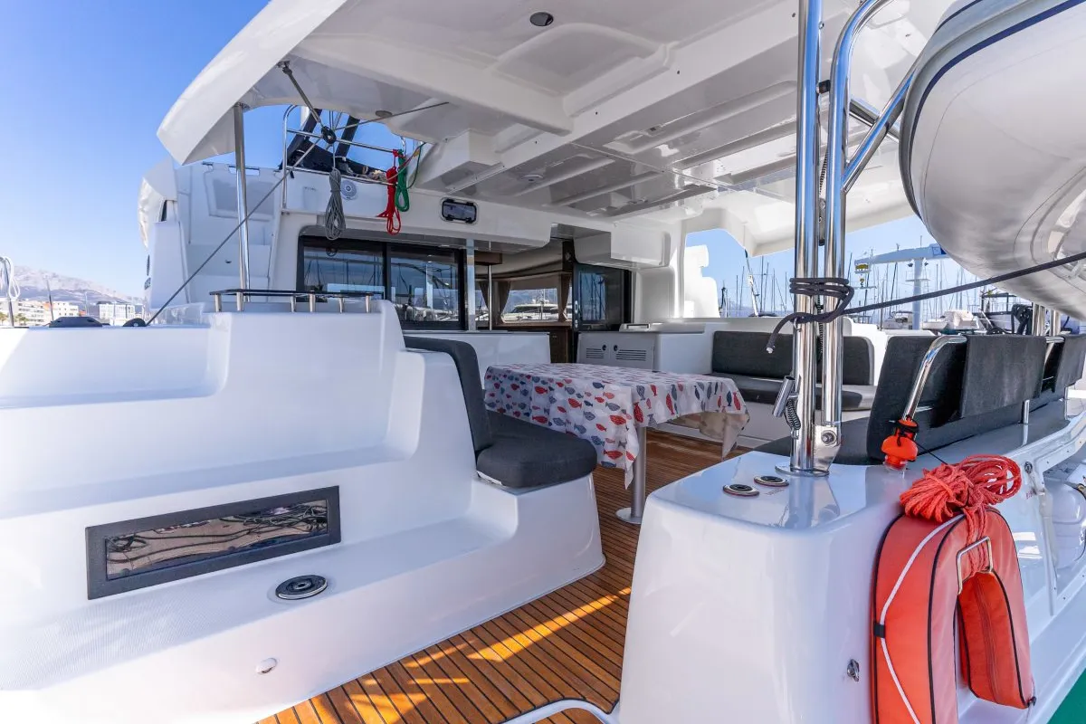 Deck of VELVET BREEZE, a Lagoon 46 catamaran at Općina Rogoznica, Croatia