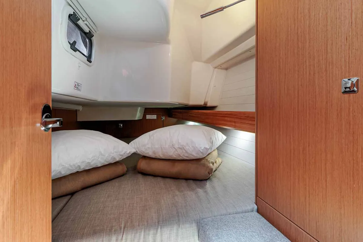 Cabin on Galway Girl, a Bavaria Cruiser 34 sailboat at Kontokali, Greece