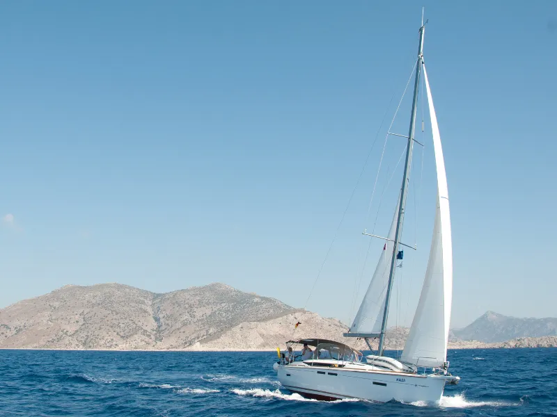 Exterior view of Malea, a Jeanneau Sun Odyssey 419 sailboat at Fethiye, Turkey