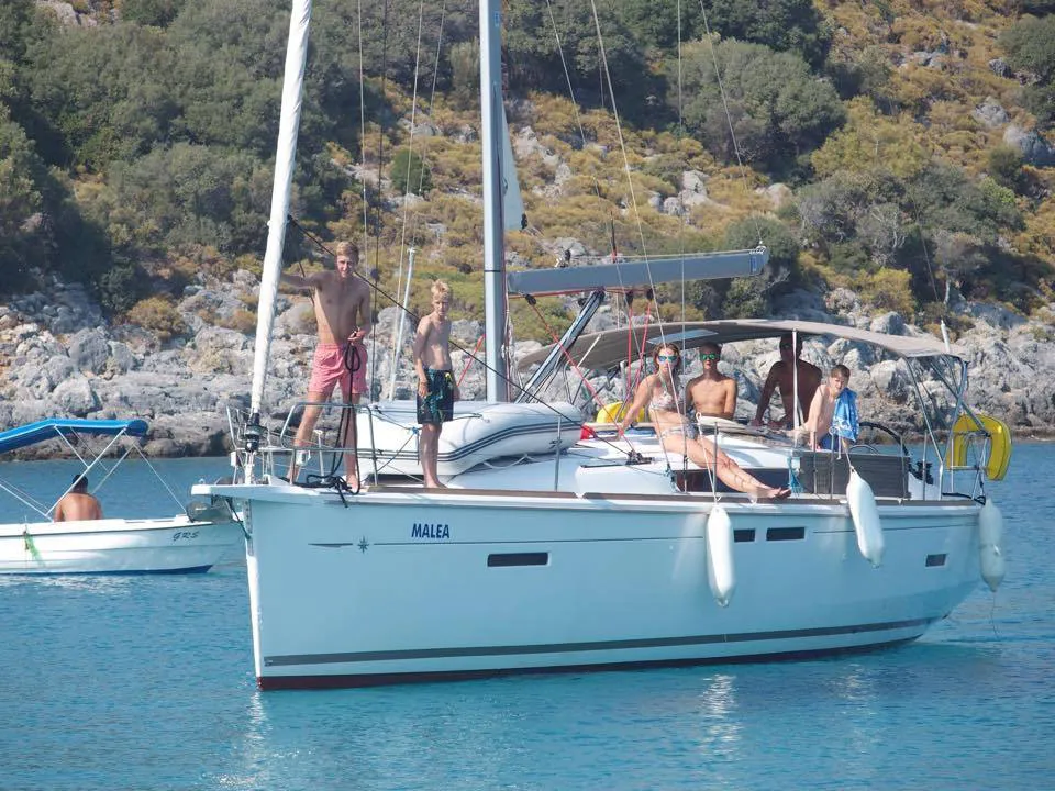 Exterior view of Malea, a Jeanneau Sun Odyssey 419 sailboat at Fethiye, Turkey