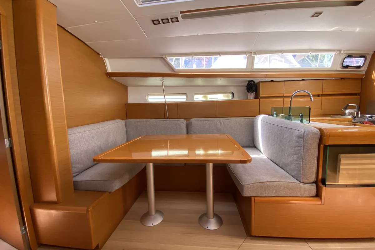 Salon of Malea, a Jeanneau Sun Odyssey 419 sailboat at Fethiye, Turkey