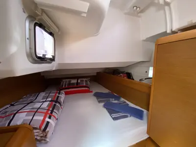 Cabin on Malea, a Jeanneau Sun Odyssey 419 sailboat at Fethiye, Turkey