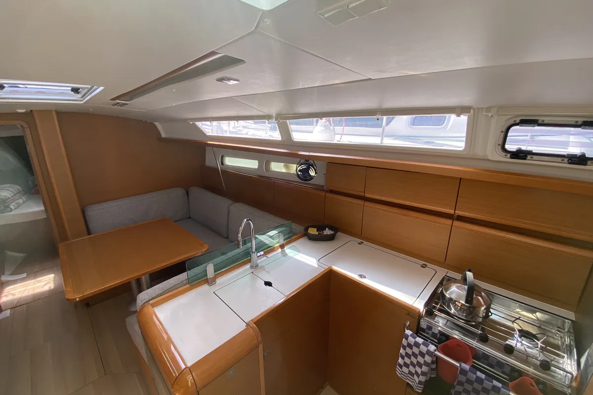 Galley of Malea, a Jeanneau Sun Odyssey 419 sailboat at Fethiye, Turkey