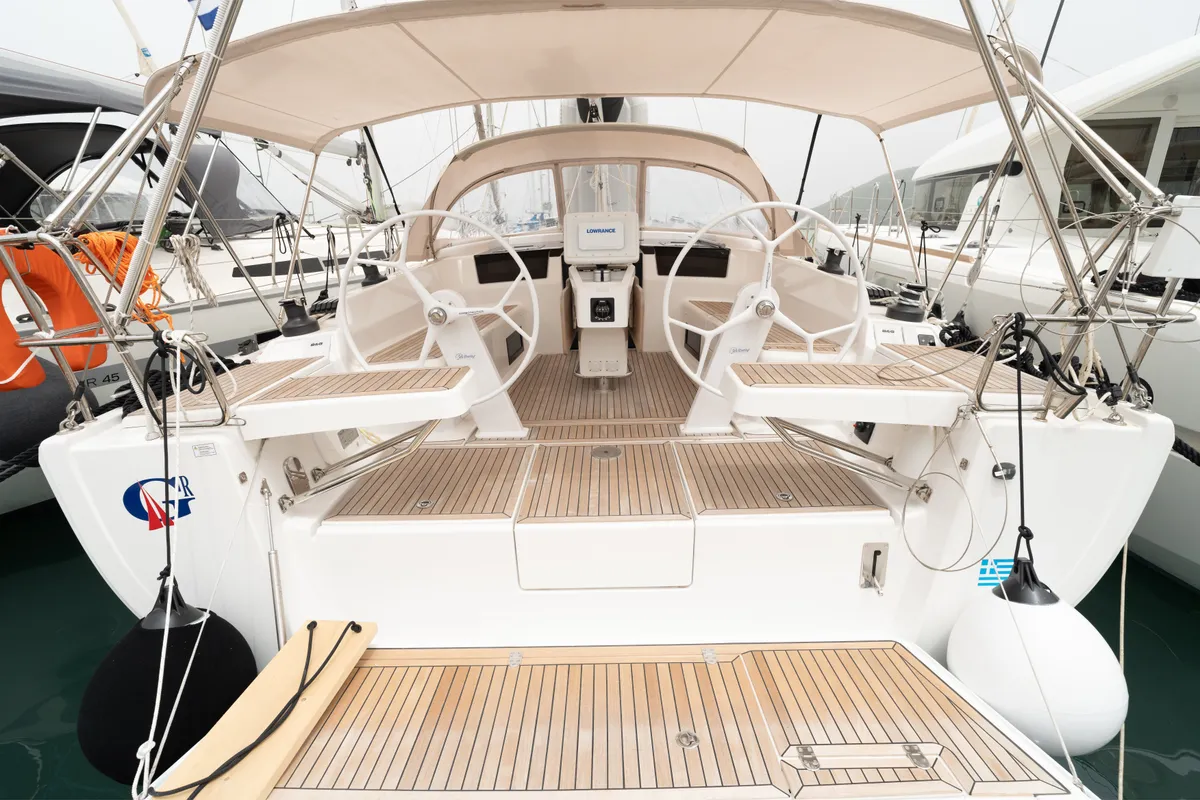 Exterior view of VRONTIS |Inverter|, a Hanse 418 sailboat at Municipal Unit of Lefkada, Greece