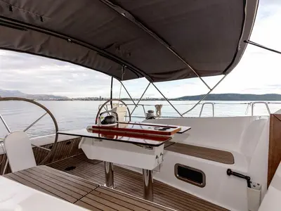 Cockpit of TINO, a Elan Impression 40 sailboat at Split, Croatia