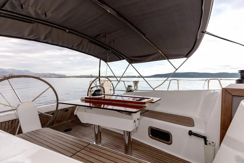 Cockpit of TINO, a Elan Impression 40 sailboat at Split, Croatia