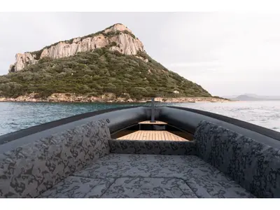 Deck of Orsa Minore, a Novamarine RH 1000 motorboat at Olbia, Italy