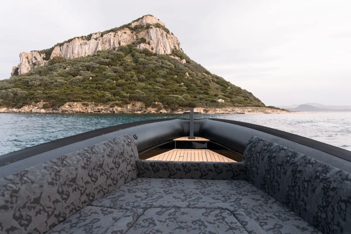 Deck of Orsa Minore, a Novamarine RH 1000 motorboat at Olbia, Italy