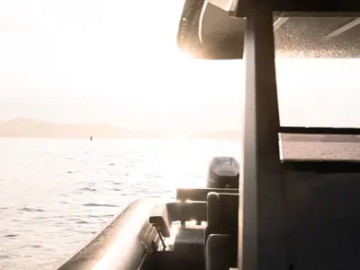 Deck of Orsa Minore, a Novamarine RH 1000 motorboat at Olbia, Italy