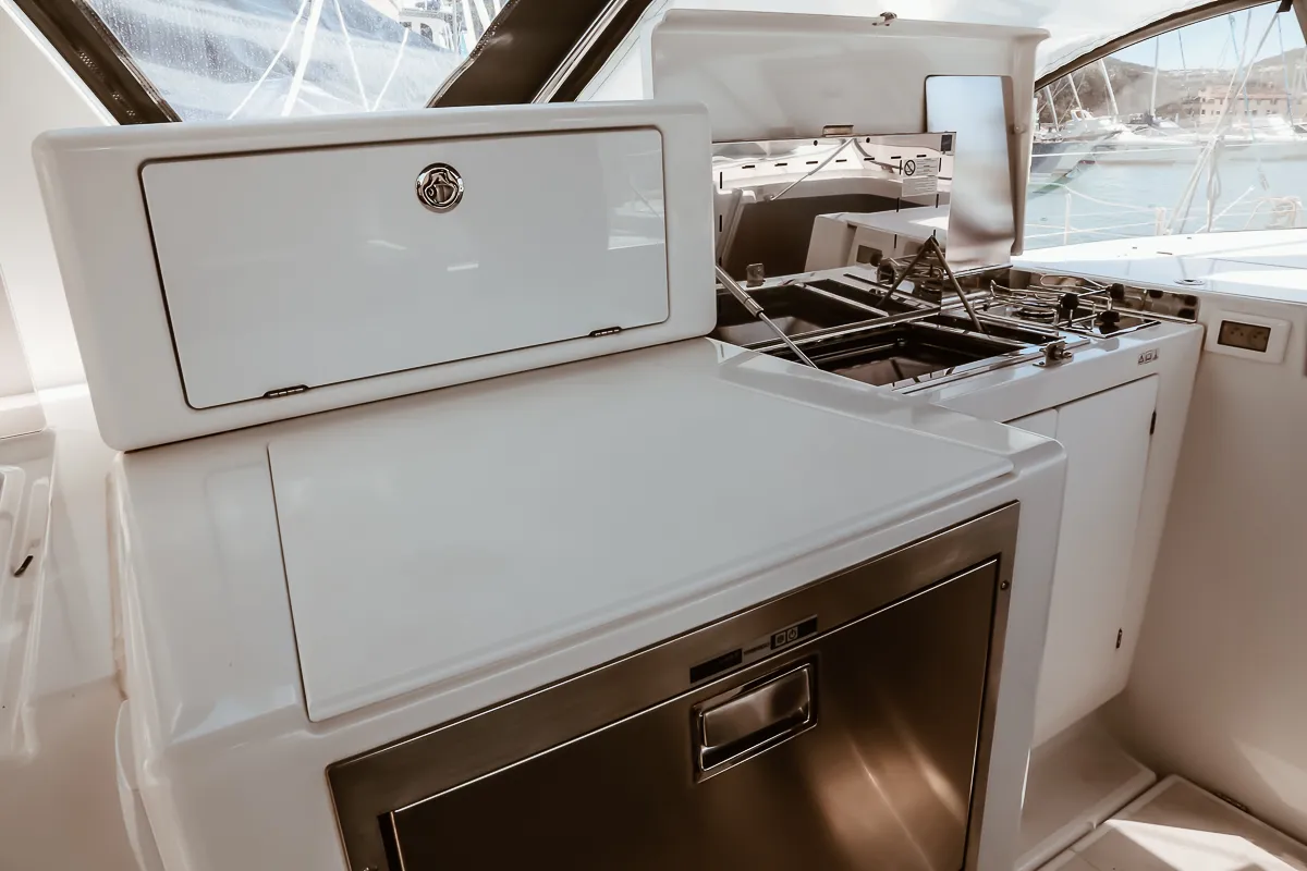 Galley of Sea Eagle, a Jeanneau Sun Loft 47 sailboat at Olbia, Italy