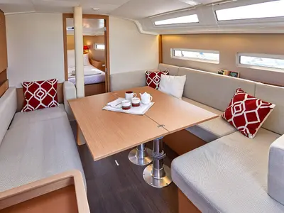 Salon of Oskar, a Jeanneau Sun Odyssey 410 sailboat at Primošten, Croatia