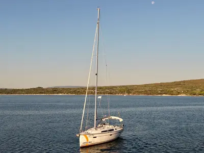 Exterior view of Levant, a Bavaria Cruiser 41 sailboat at Punat, Croatia
