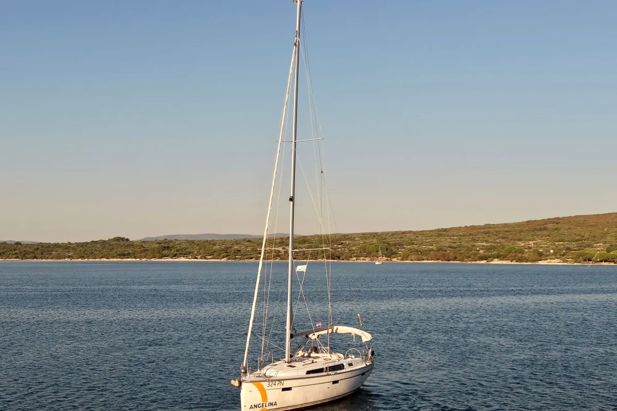 Exterior view of Levant, a Bavaria Cruiser 41 sailboat at Punat, Croatia