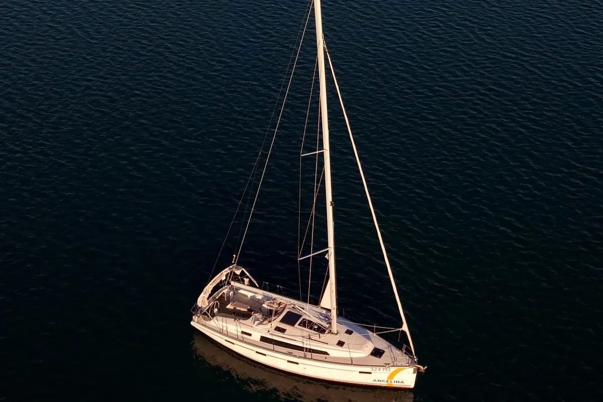 Exterior view of Levant, a Bavaria Cruiser 41 sailboat at Punat, Croatia