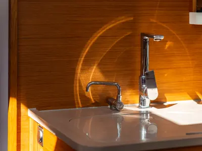Galley of Hind, a Dufour 44 sailboat at Olbia, Italy