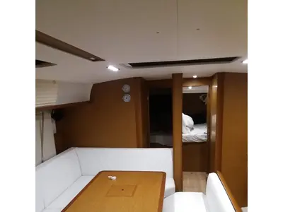 Salon of Tintabella, a Jeanneau Sun Odyssey 469 sailboat at Athens, Greece