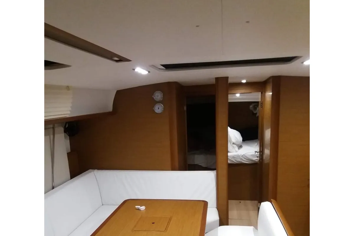 Salon of Tintabella, a Jeanneau Sun Odyssey 469 sailboat at Athens, Greece