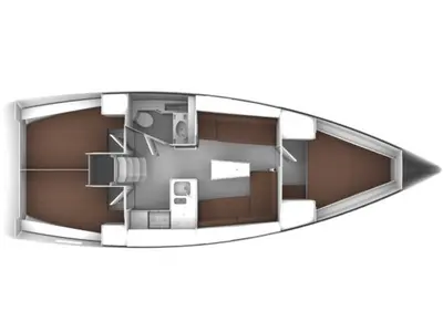 Floor plan of HM INO, a Bavaria 37 Cruiser sailboat at Općina Sukošan, Croatia