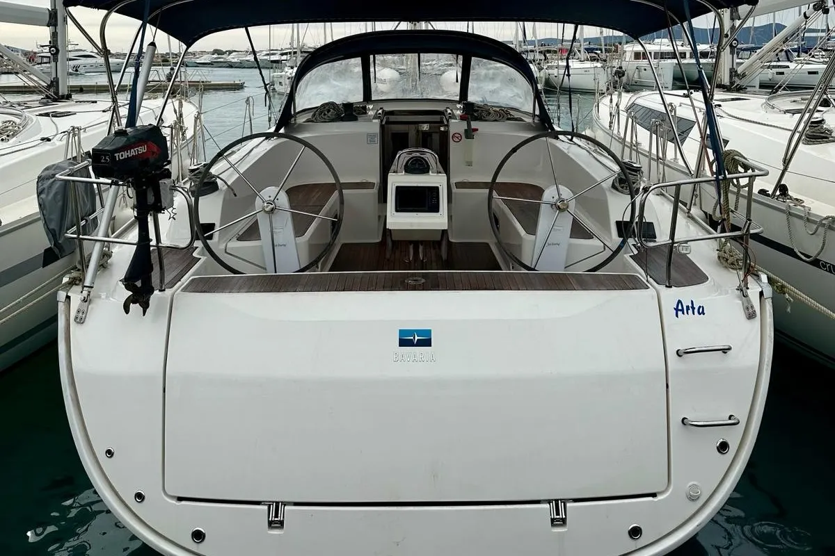 Cockpit of Arta, a Bavaria Cruiser 46 sailboat at Sukošan, Croatia