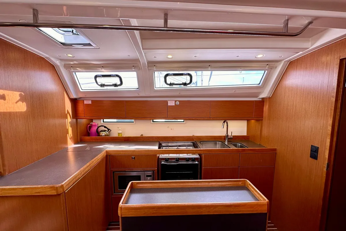 Galley of Arta, a Bavaria Cruiser 46 sailboat at Sukošan, Croatia