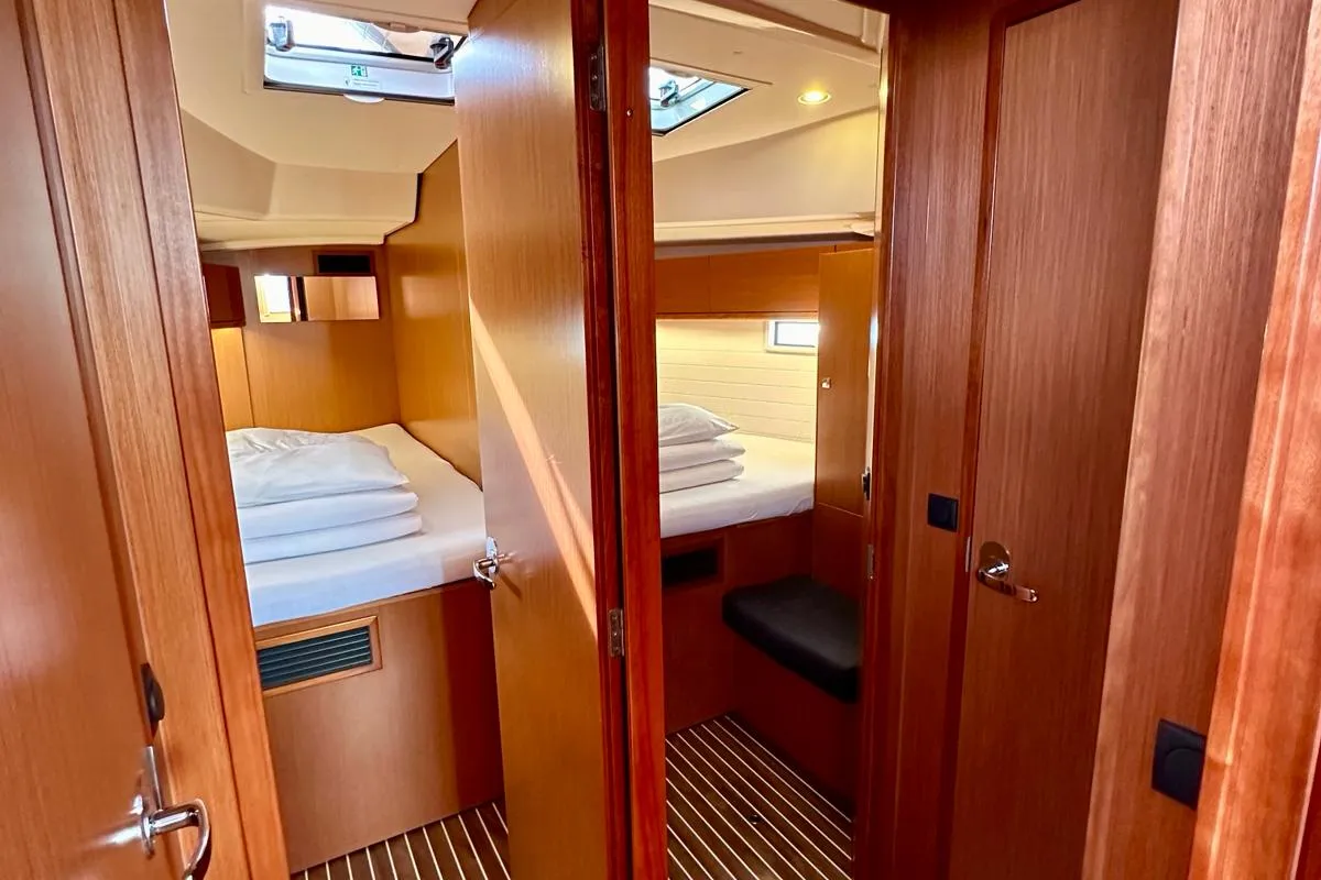 Cabin on Arta, a Bavaria Cruiser 46 sailboat at Sukošan, Croatia