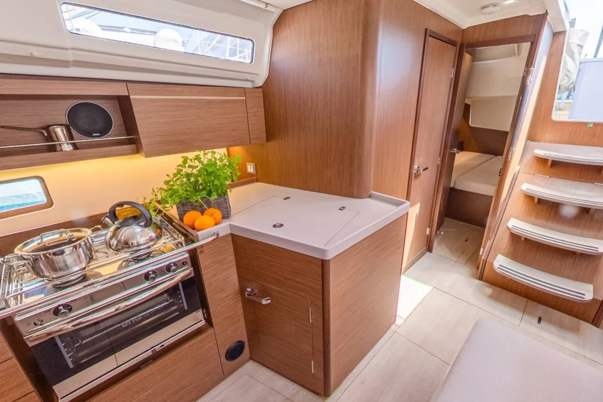 Galley of Starlight, a Beneteau Oceanis 40.1 sailboat at Općina Medulin, Croatia