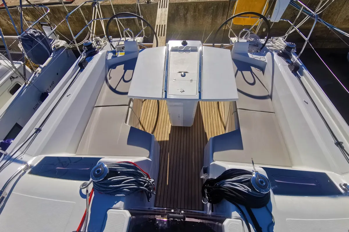 Cockpit of Starlight, a Beneteau Oceanis 40.1 sailboat at Općina Medulin, Croatia