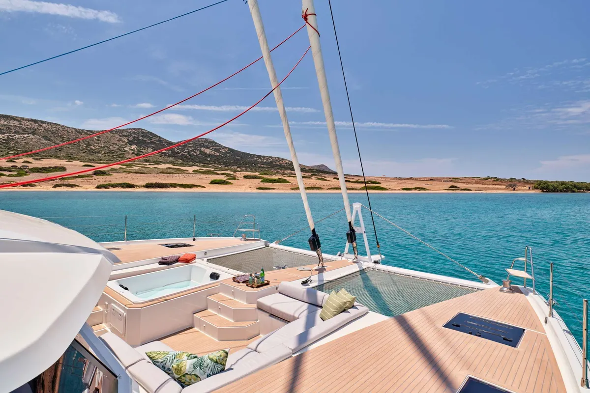 Pixie, a Fountaine Pajot Alegria 67 catamaran at Municipal Unit of Nea Peramos, Greece