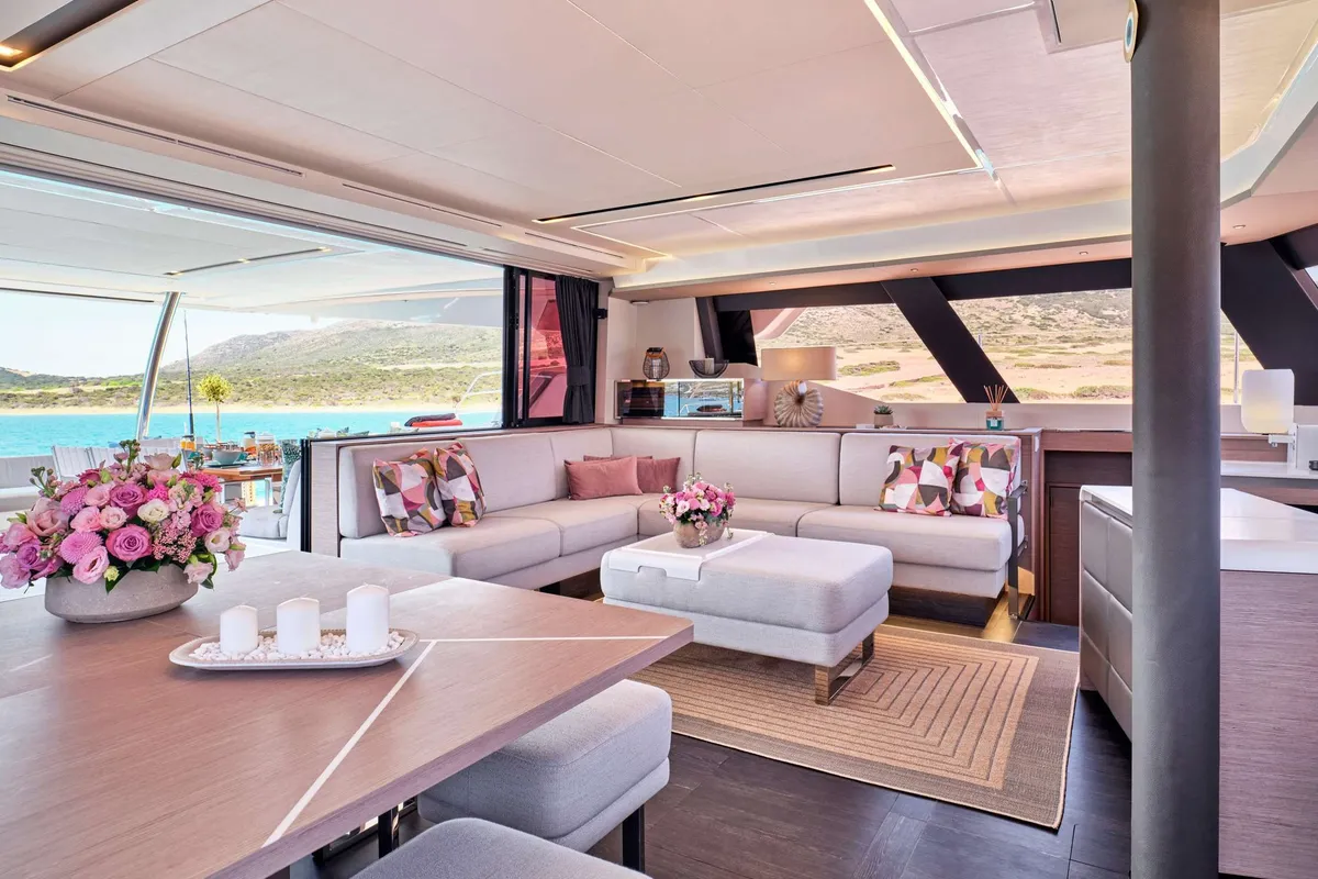 Pixie, a Fountaine Pajot Alegria 67 catamaran at Municipal Unit of Nea Peramos, Greece