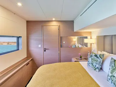 Cabin on Pixie, a Fountaine Pajot Alegria 67 catamaran at Nea Peramos, Greece
