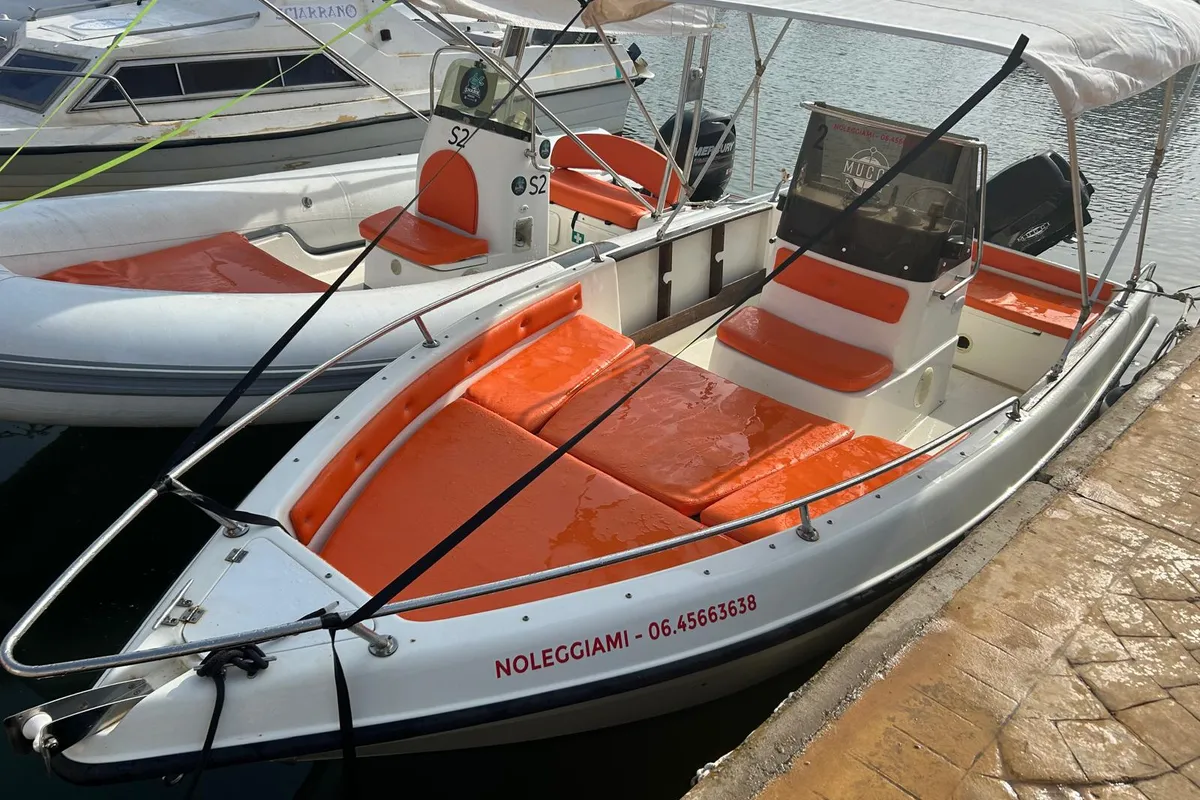 Deck of Gulet Motorboat, a motorboat at Nettuno, Italy