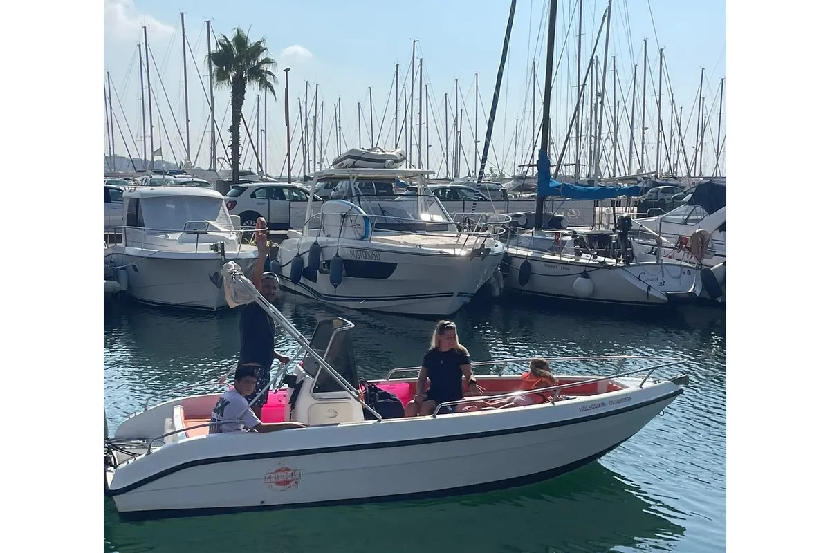 Exterior view of Gulet Motorboat, a motorboat at Nettuno, Italy