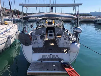 Cockpit of Emira, a Bavaria Cruiser 37 sailboat at Jezera, Croatia